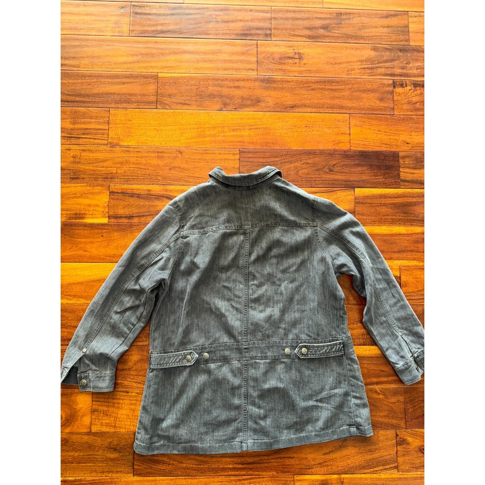Roamans 18W Denim Jacket Dark Wash Button Front Long Sleeve Women - Picture 4 of 4